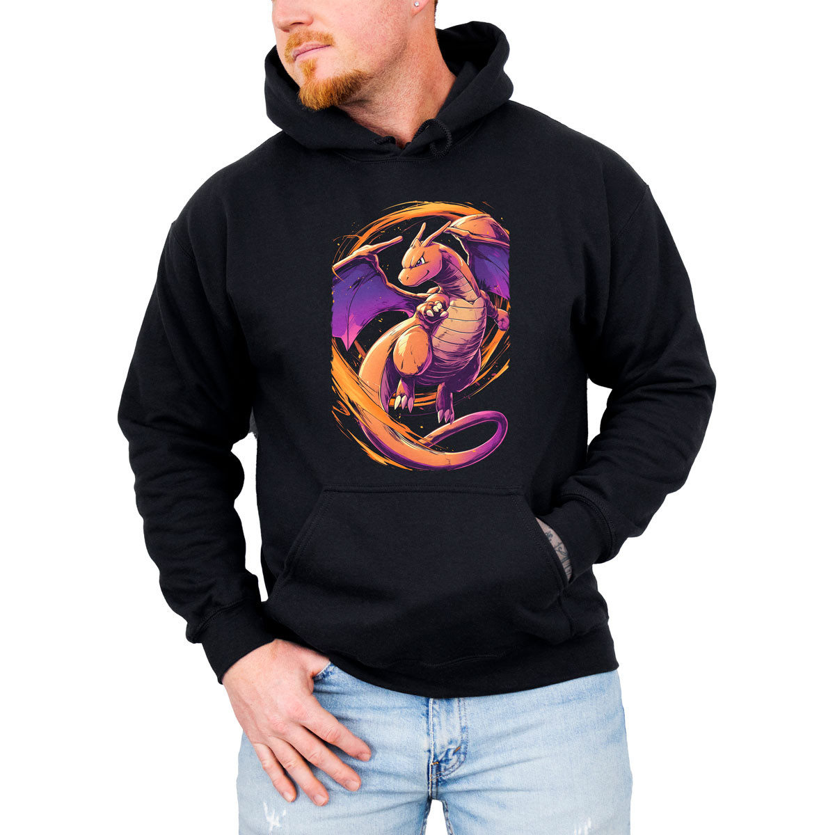 canguro-anime-dragonite-sketch-estampada-pok-mon-negro