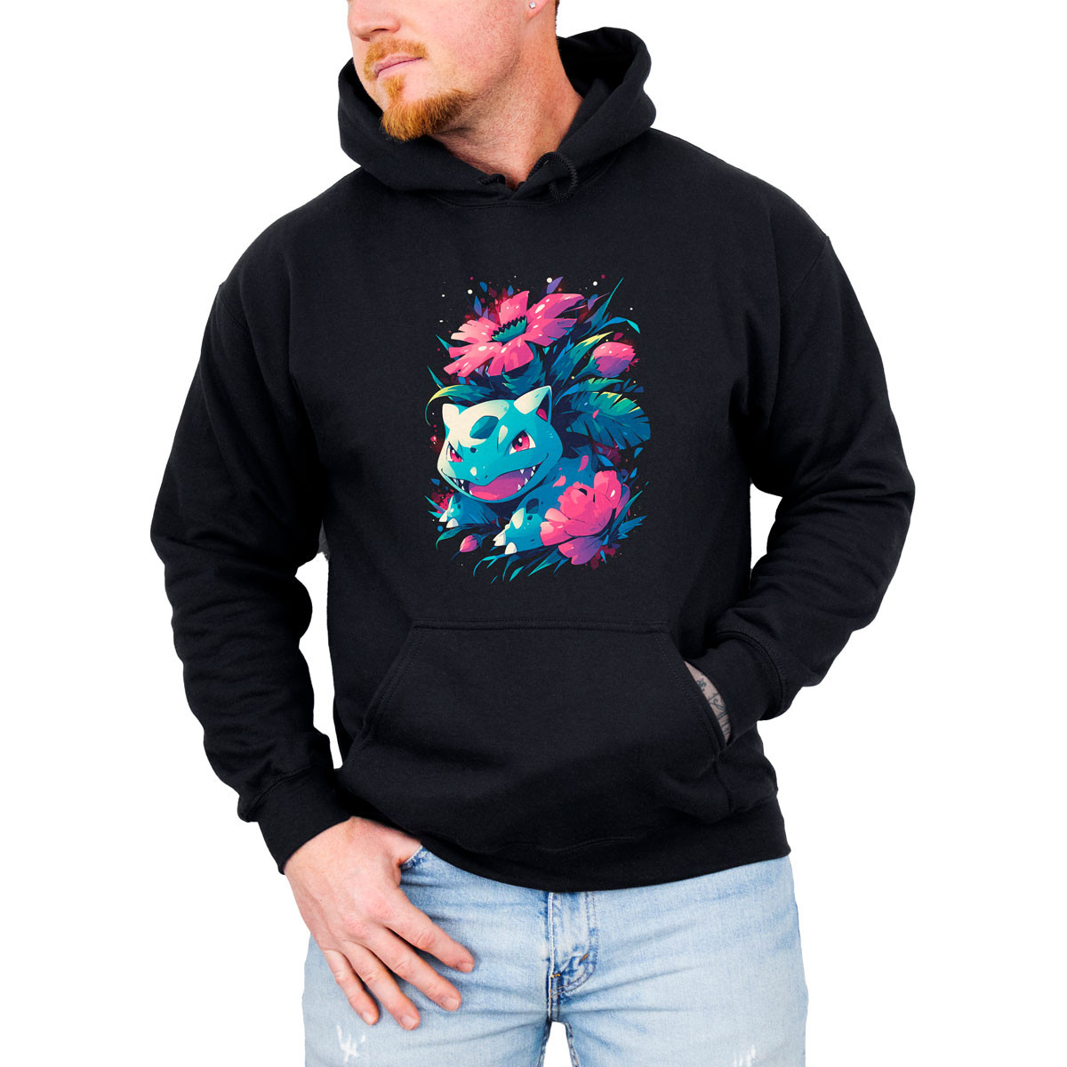 canguro-anime-hombre-ivysaur-pokemon-negro-brillante