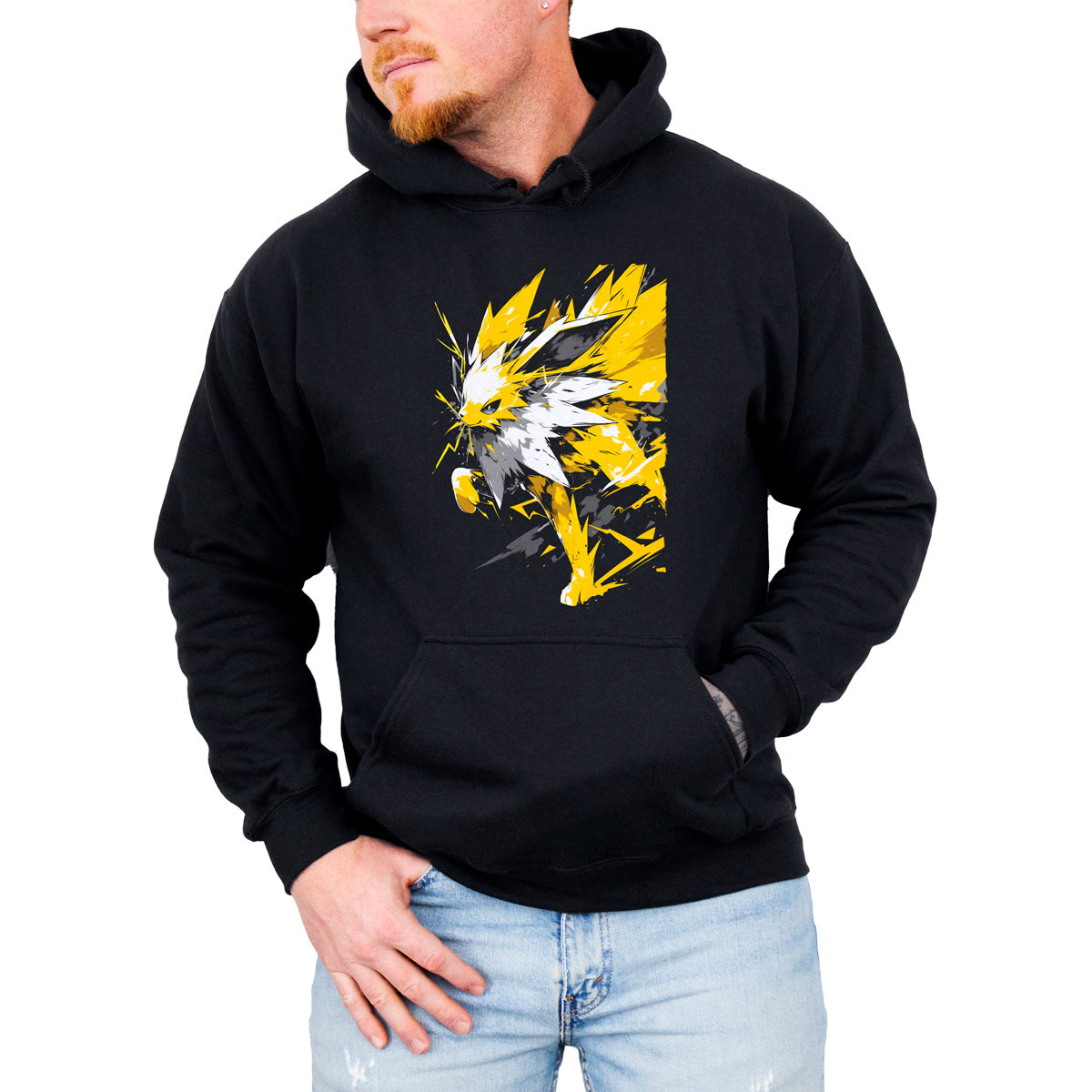 canguro-anime-hombre-jolteon-pok-mon-batalla-electricidad