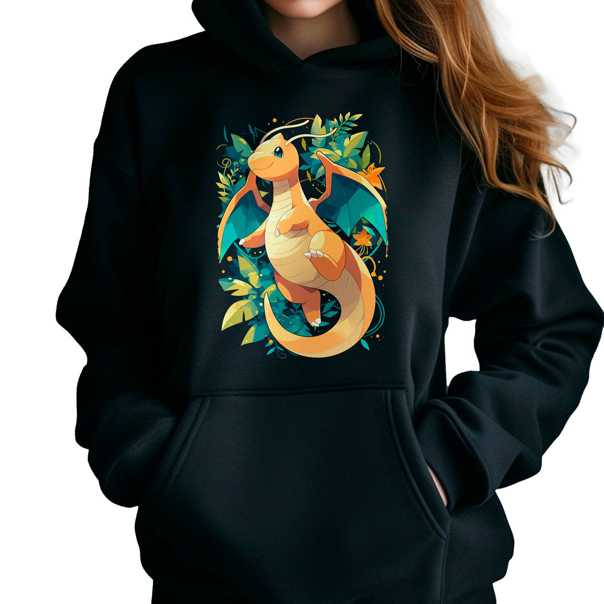 canguro-anime-mujer-dragonite-cute-sudadera-negra