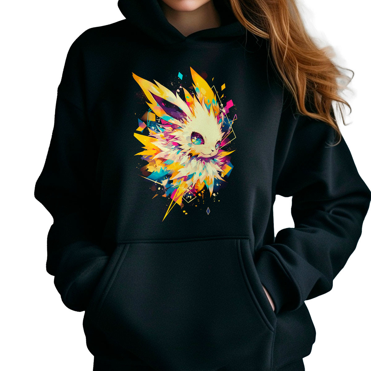 canguro-anime-mujer-jolteon-pokemon-negro