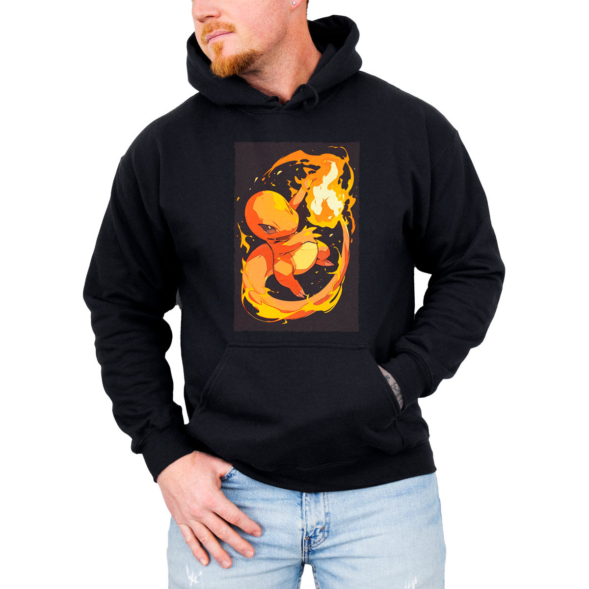 hoodie-anime-estampada-batalla-charmander-fire-spin-pok-mon