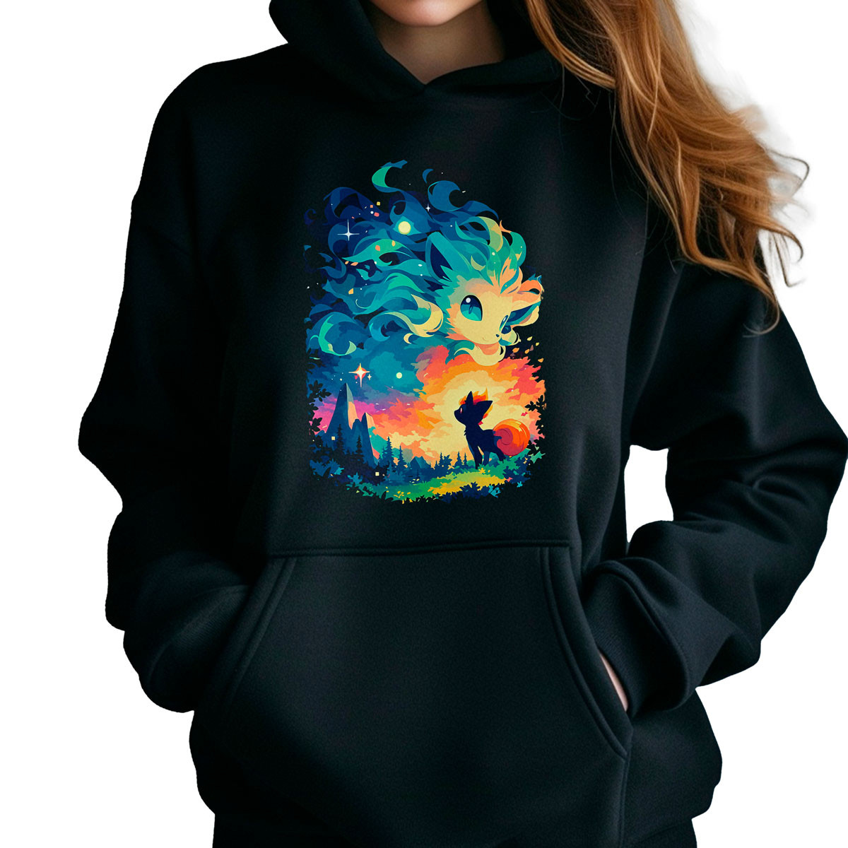 hoodie-anime-estampada-vulpix-silueta-pokemon-batalla-anime