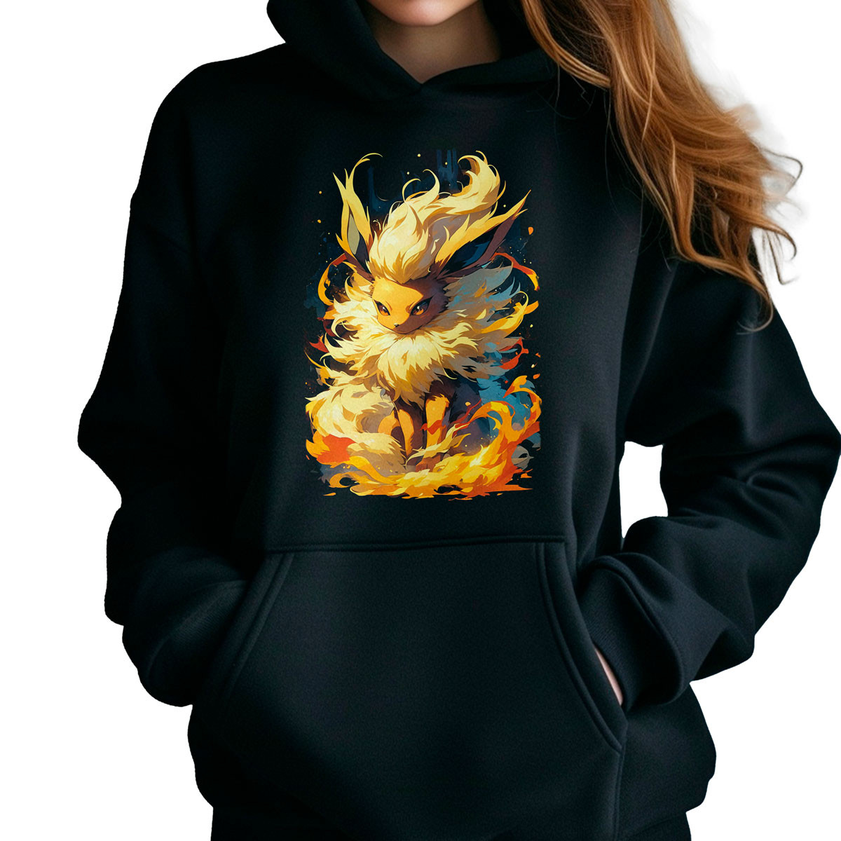 hoodie-anime-flareon-pokemon-negro-brillante