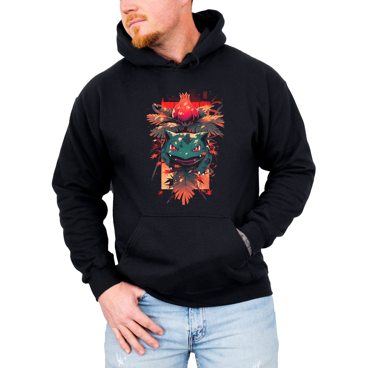 hoodie-anime-hombre-batalla-ivysaur-dark-pok-mon