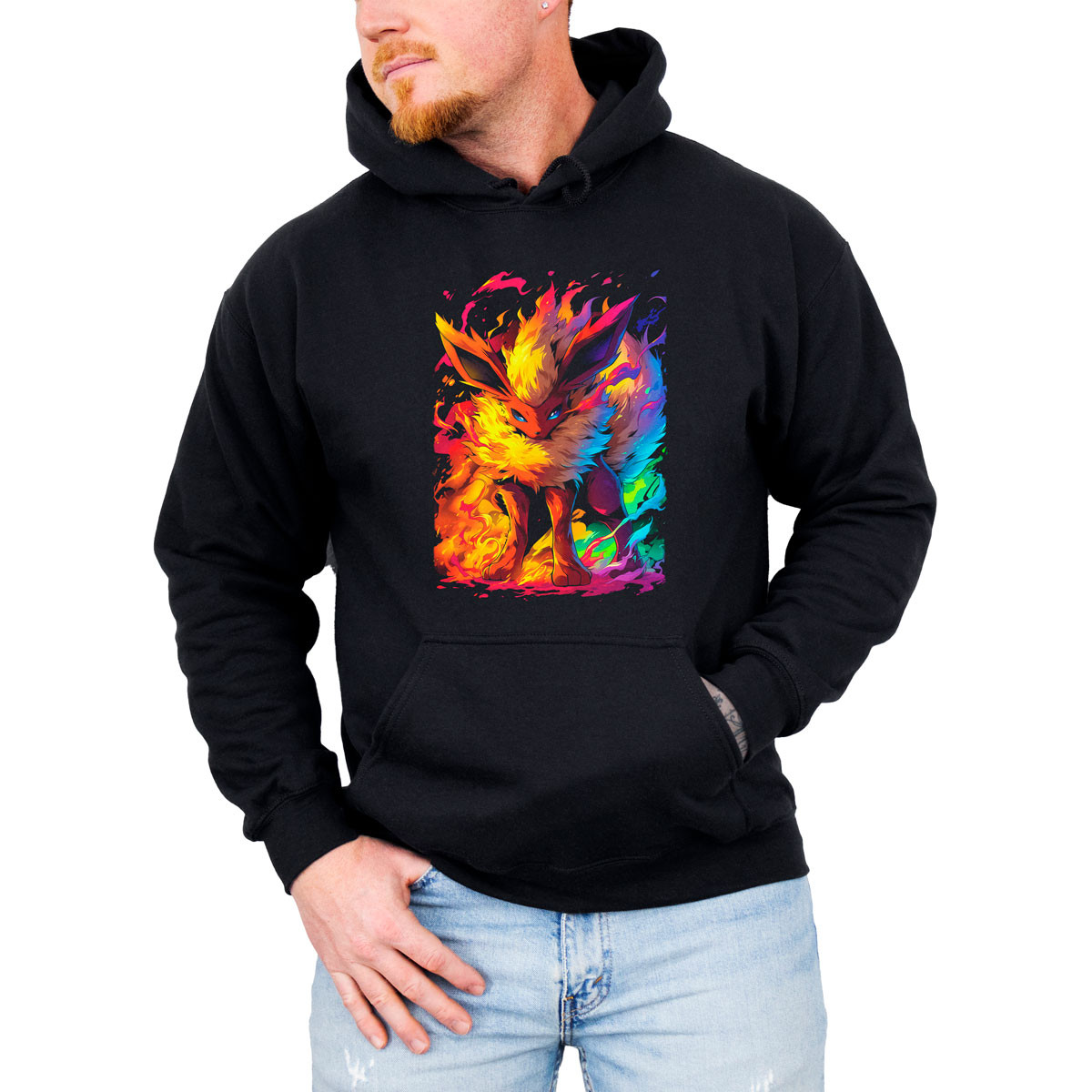 hoodie-anime-hombre-flareon-fire-fang-batallas-pok-mon