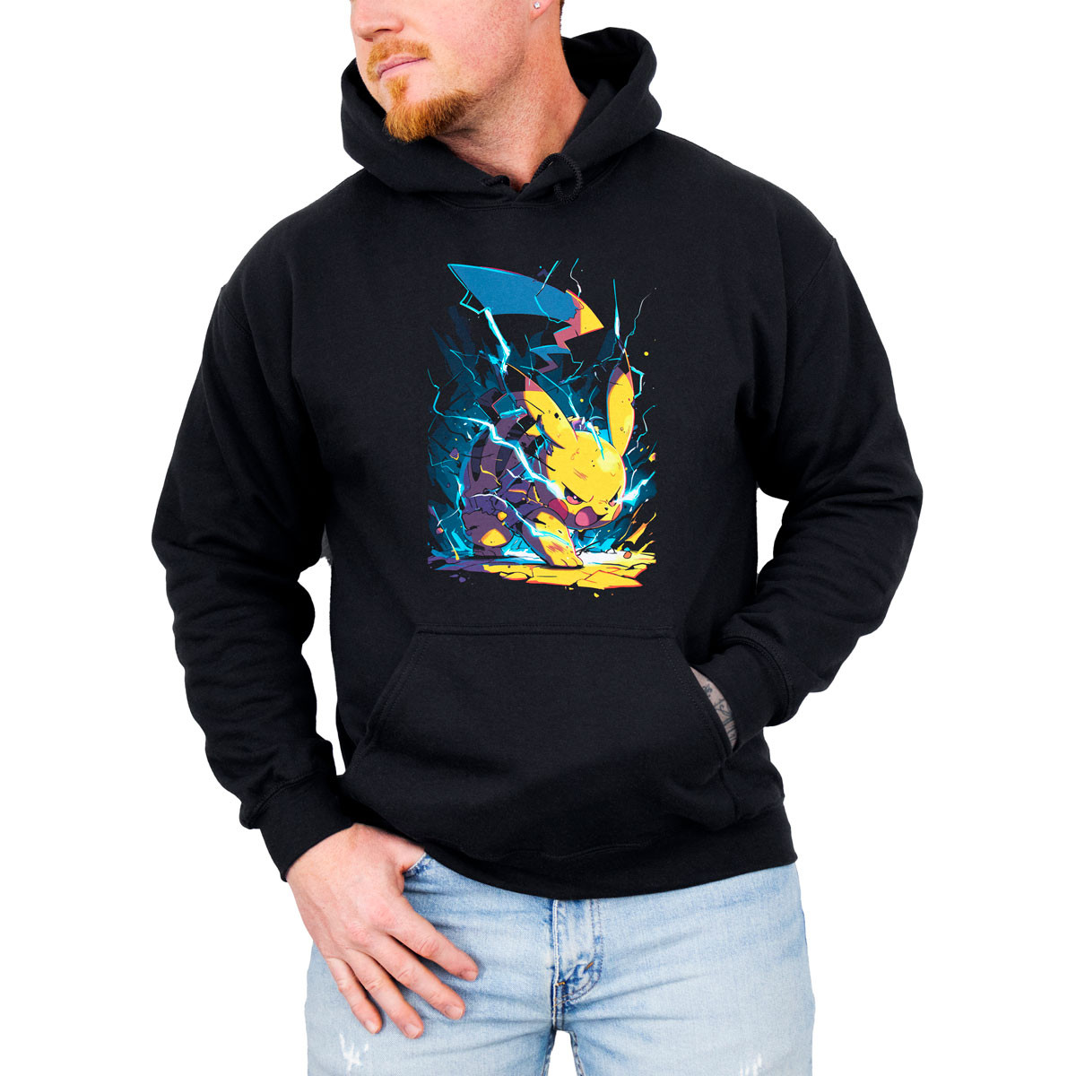 hoodie-anime-hombre-pikachu-thunder-negro