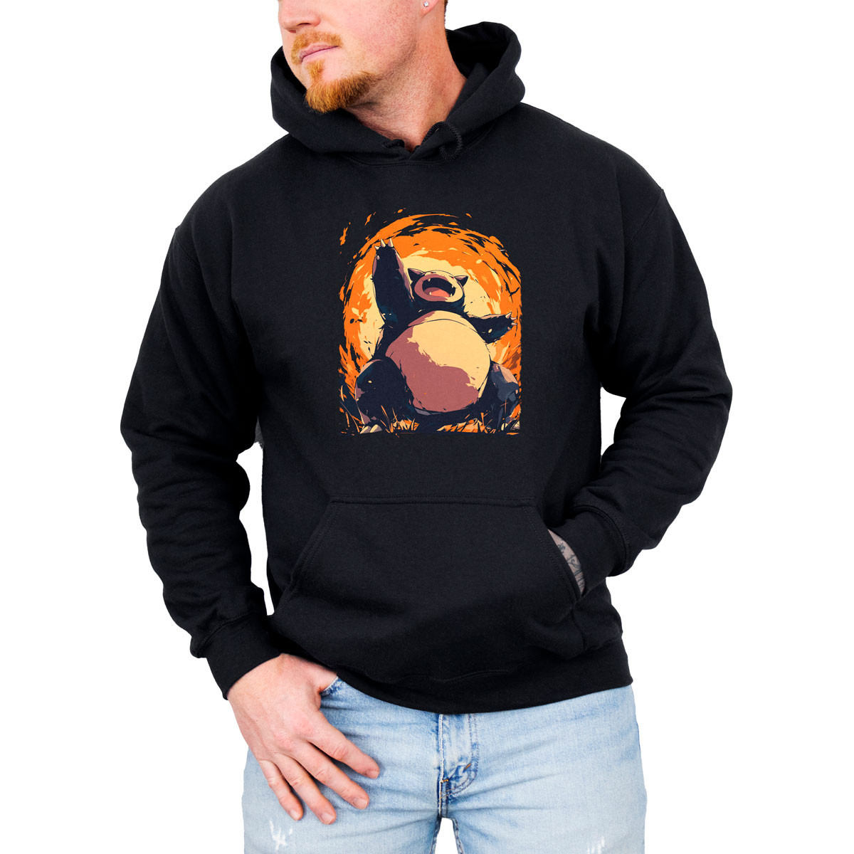 hoodie-anime-hombre-snorlax-silueta-pok-mon