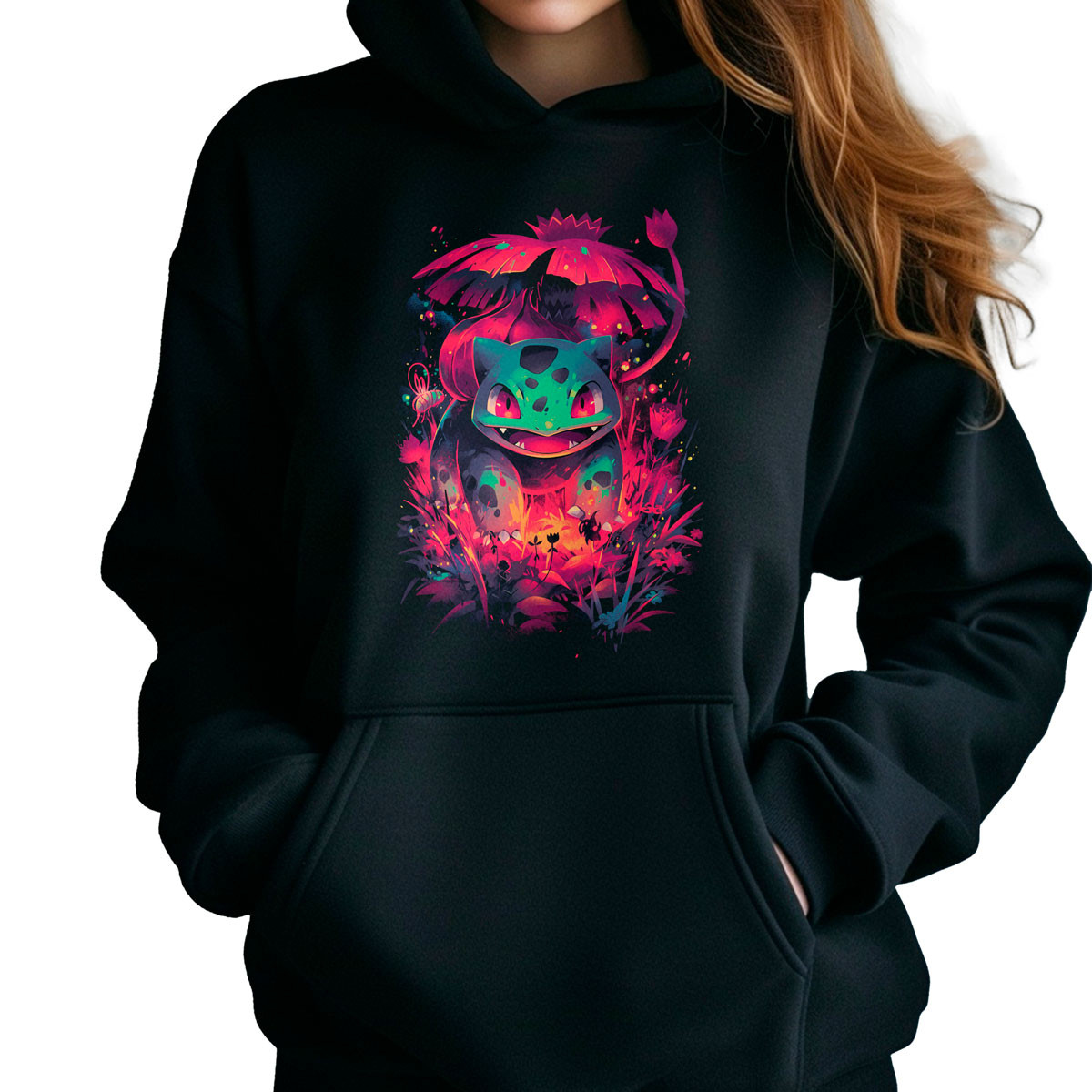 hoodie-anime-mujer-batalla-bulbasaur-anime-glow