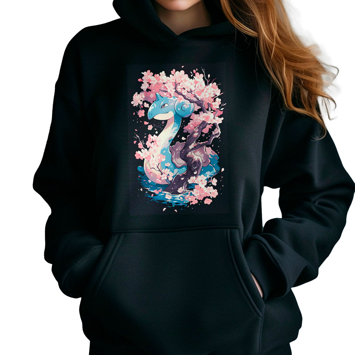 hoodie-anime-mujer-batallas-pok-mon-lapras-y-flores-cerezo