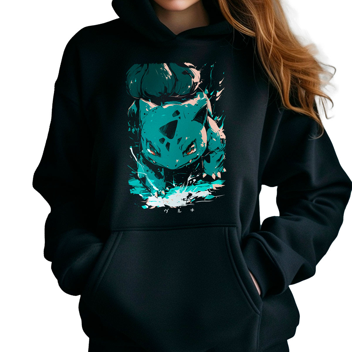 hoodie-anime-mujer-bulbasaur-pokemon-estampado-negro