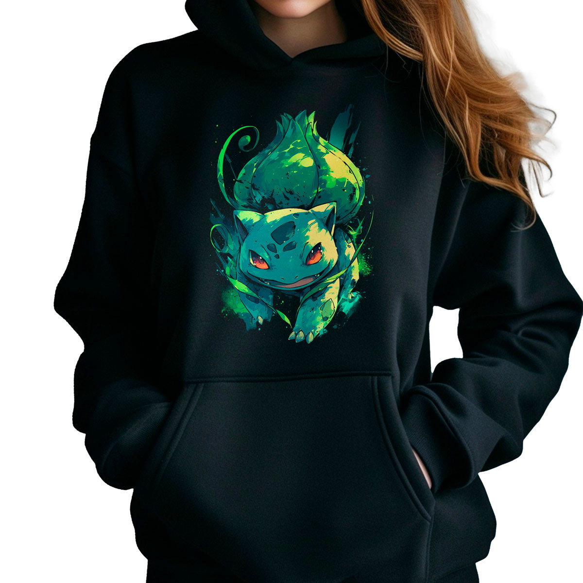 hoodie-anime-mujer-bulbasaur-pokemon-negro-brillo