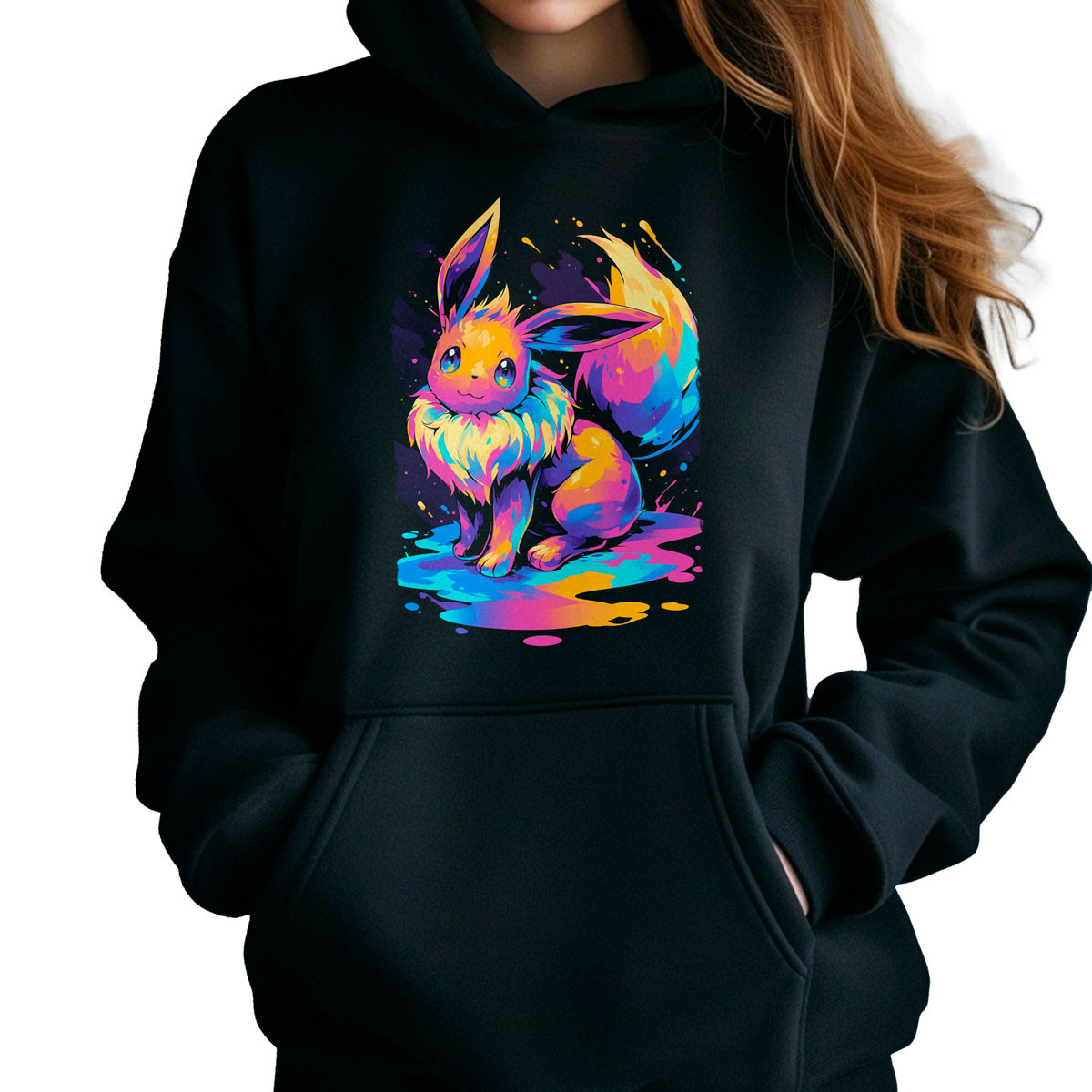 hoodie-anime-mujer-eevee-shiny-pok-mon-negro