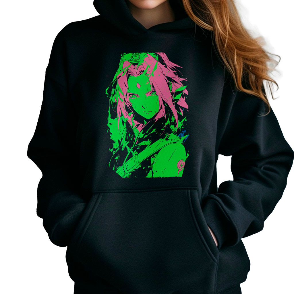 hoodie-anime-mujer-estampada-kunai-seriedad-de-sakura-haruno