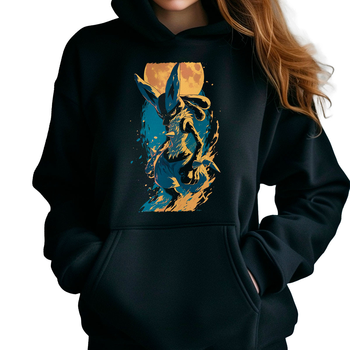 hoodie-anime-mujer-estampada-lucario-y-luna-pok-mon