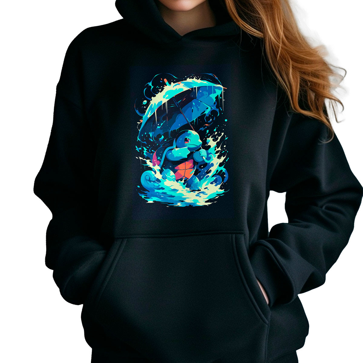 hoodie-anime-mujer-estampada-squirtle-rain-dance-pok-mon