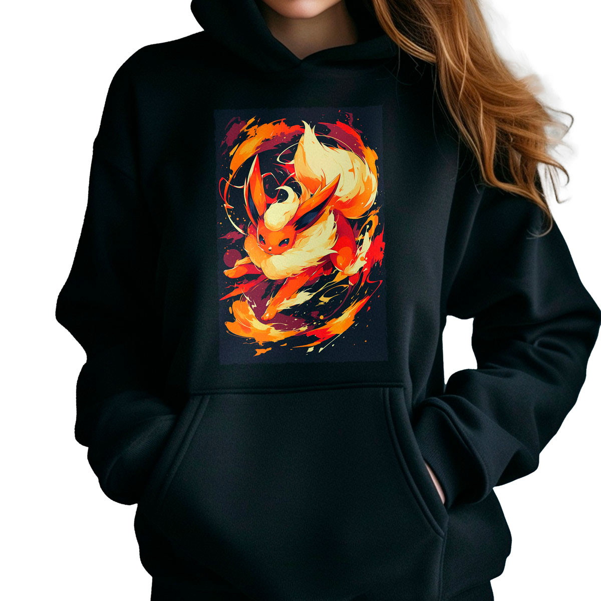 hoodie-anime-mujer-flareon-pokemon-batalla