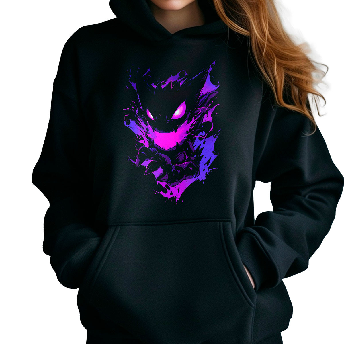 hoodie-anime-mujer-haunter-silueta-pokemon-brillante