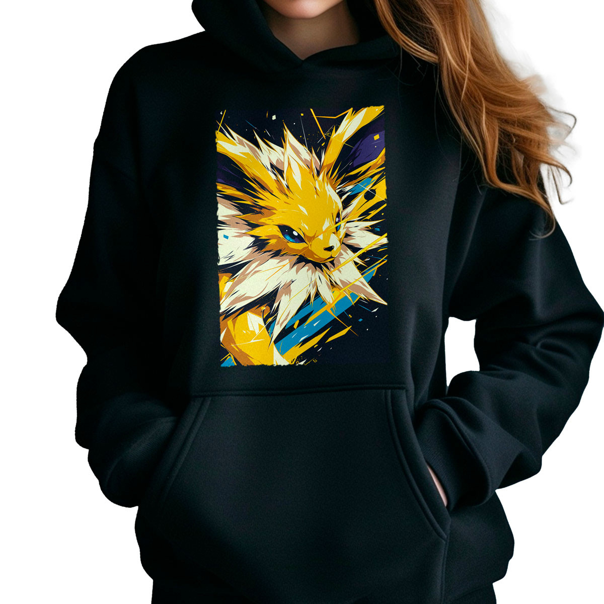 hoodie-anime-mujer-jolteon-face-closeup-pokemon-23
