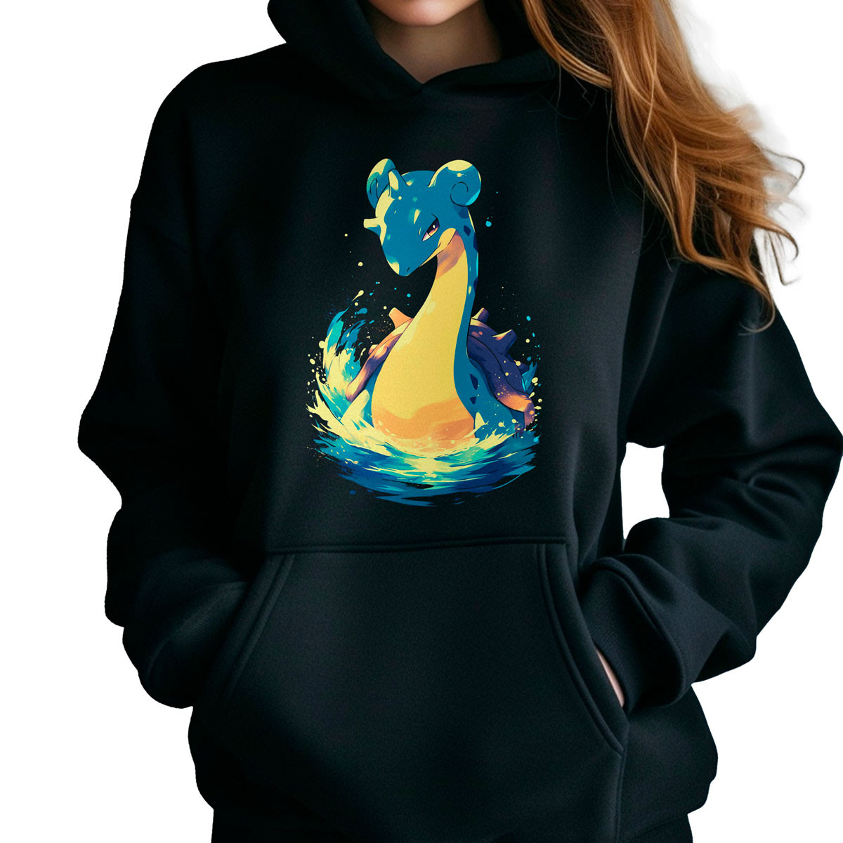 hoodie-anime-mujer-lapras-pokemon-negro-manga-corta-