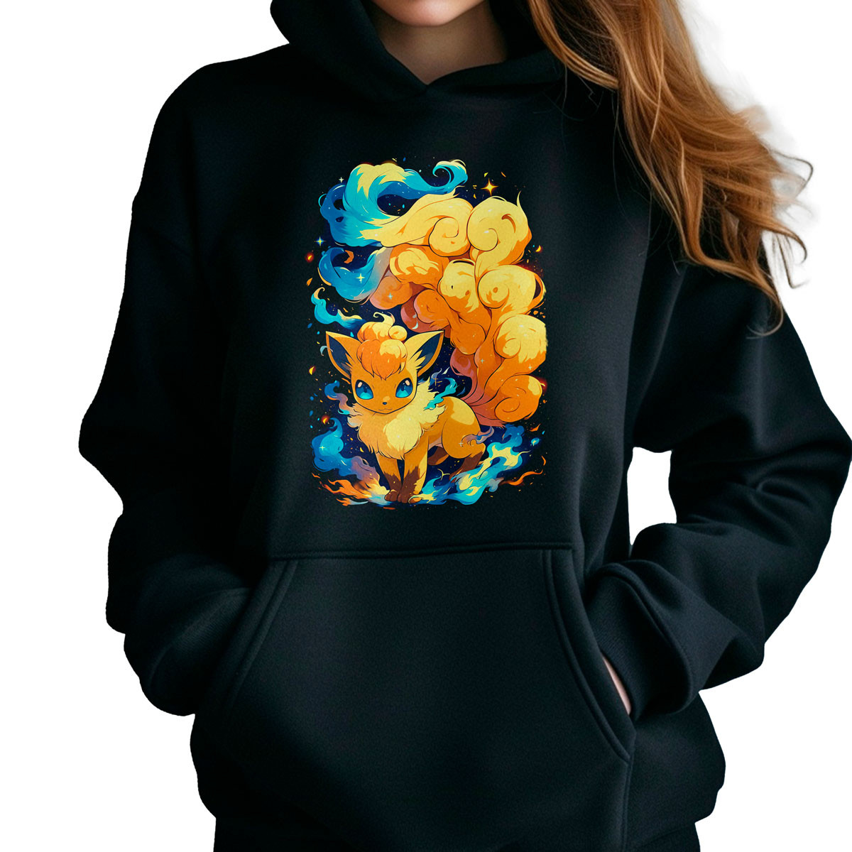 hoodie-anime-mujer-vulpix-brillando-negra