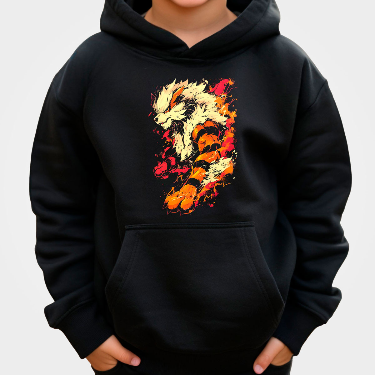 hoodie-anime-ni-os-dise-o-arcanine-pokemon-negro