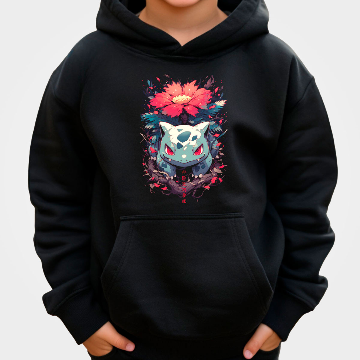 hoodie-anime-ni-os-dise-o-ivysaur-pokemon-negro-brillante