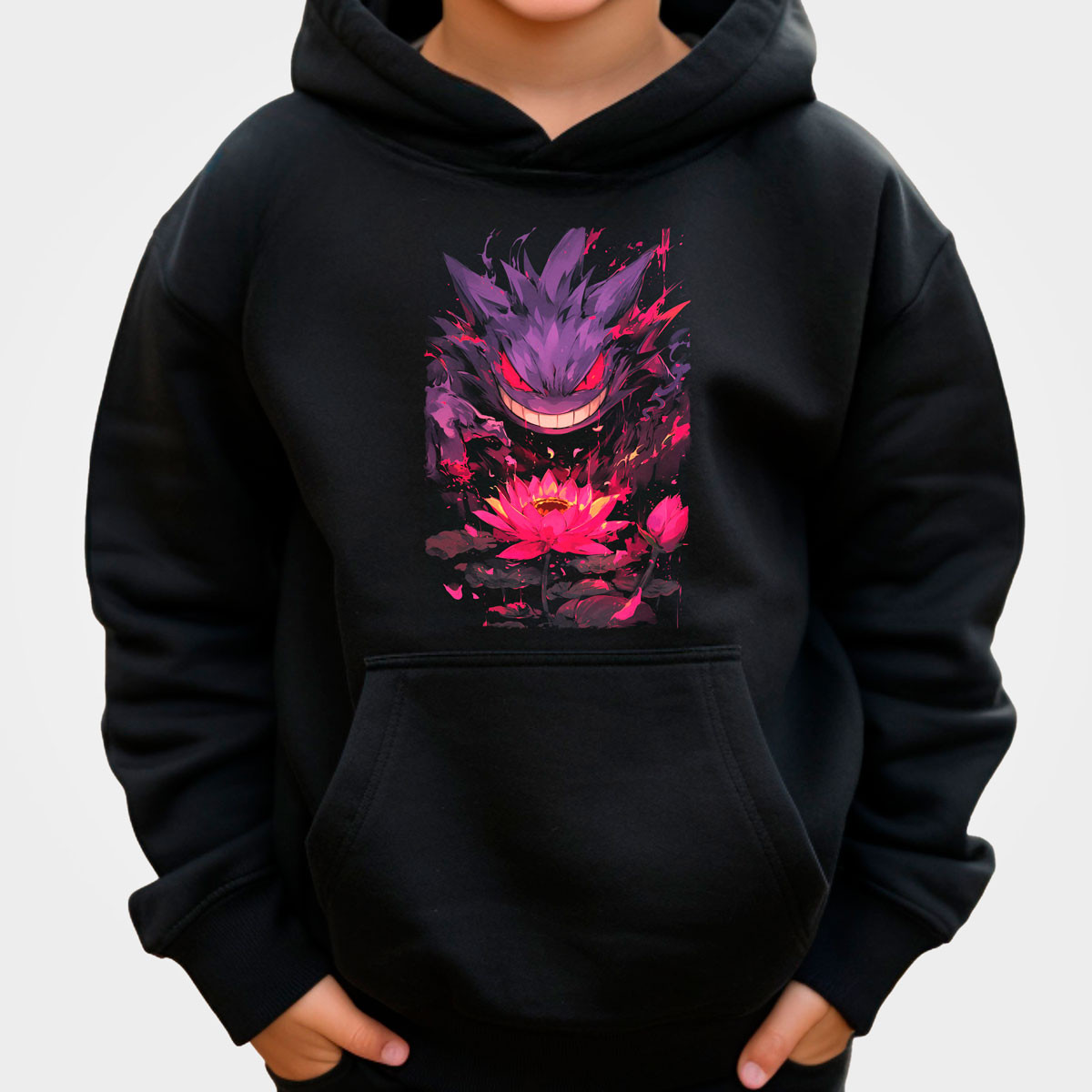 hoodie-anime-ni-os-gengar-lotus-pokemon-negro