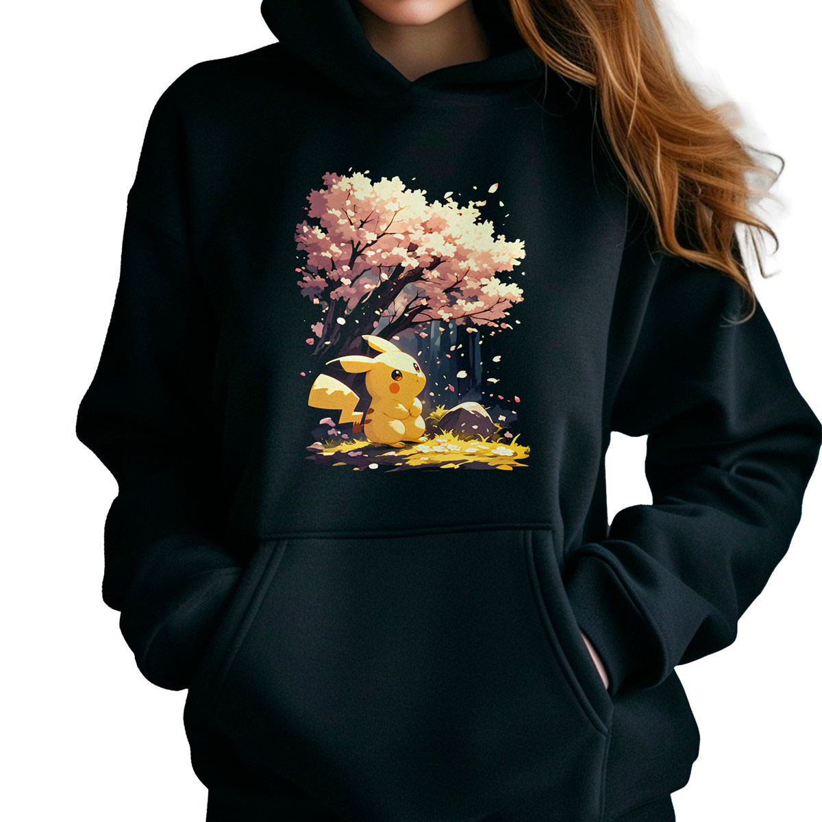 hoodie-anime-pikachu-flor-cerezo-gimnasio-manga-corta
