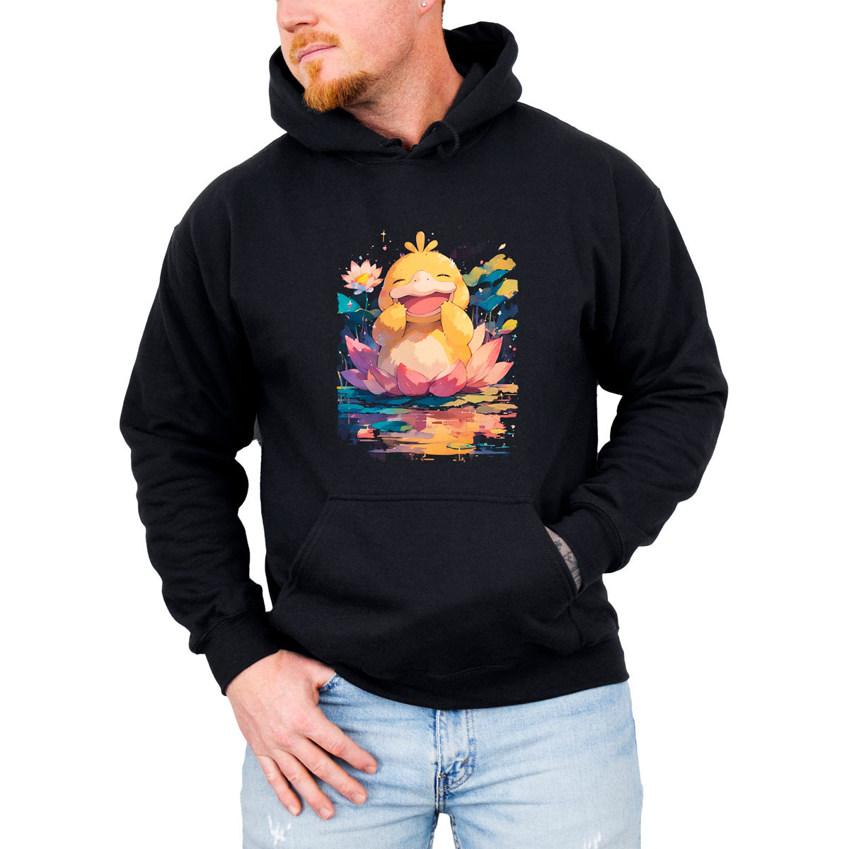 hoodie-anime-psyduck-y-loto-negra-entrenador-pokemon