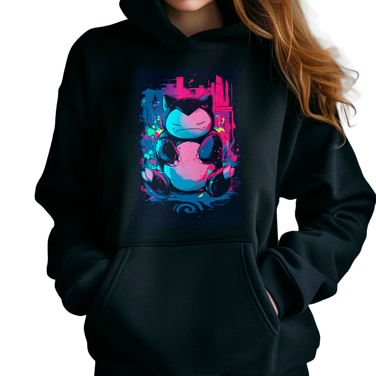 hoodie-anime-snorlax-sketch-batalla-negro