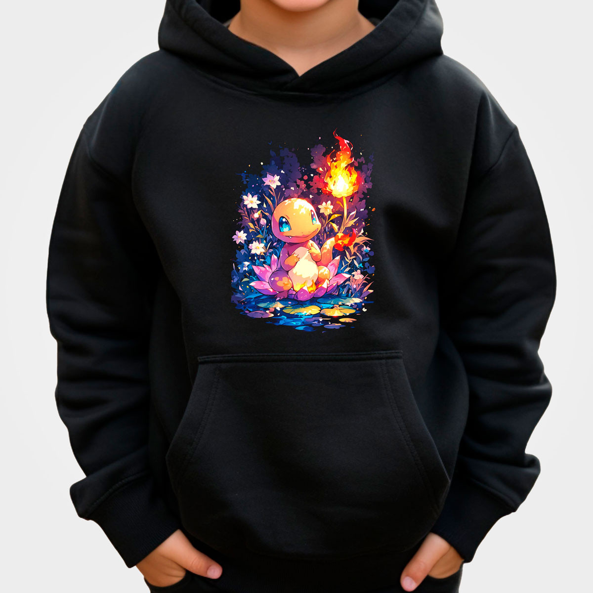 hoodie-anime-unisex-charmander-lotus-pokemon-negro