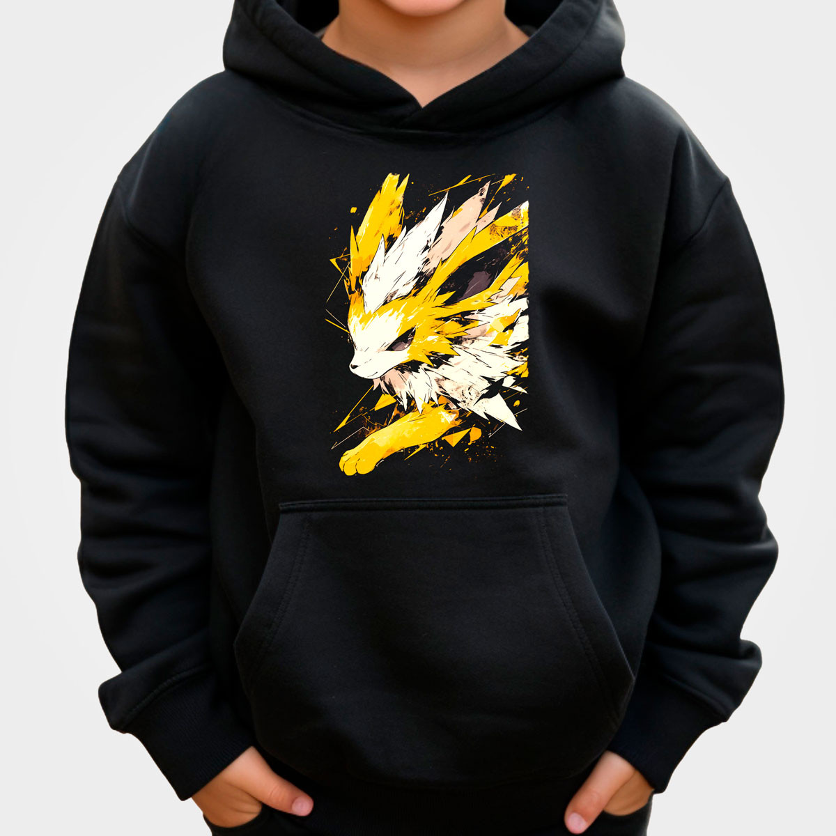 hoodie-anime-unisex-jolteon-pokemon-negro-closeup