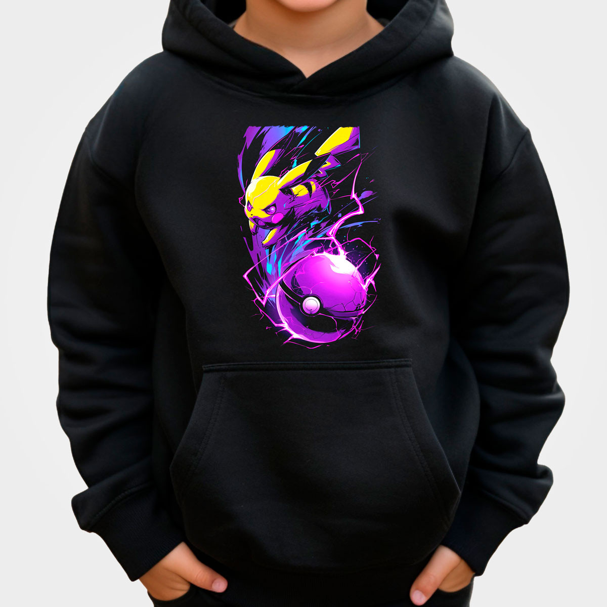 hoodie-anime-unisex-pikachu-electro-ball-negra