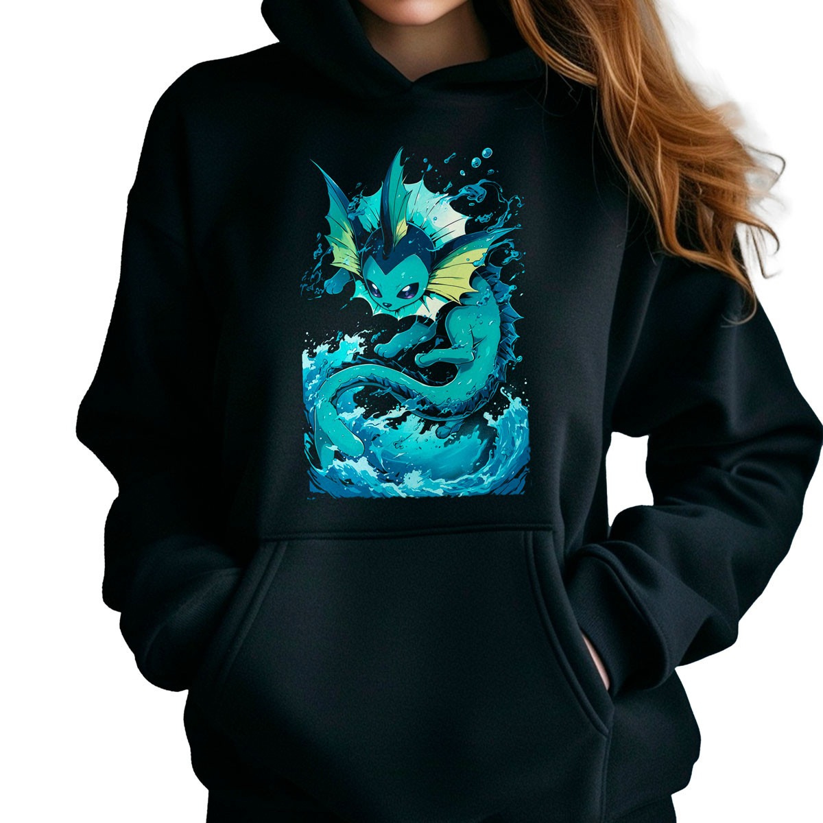 hoodie-anime-vaporeon-water-pulse-batalla-manga-corta