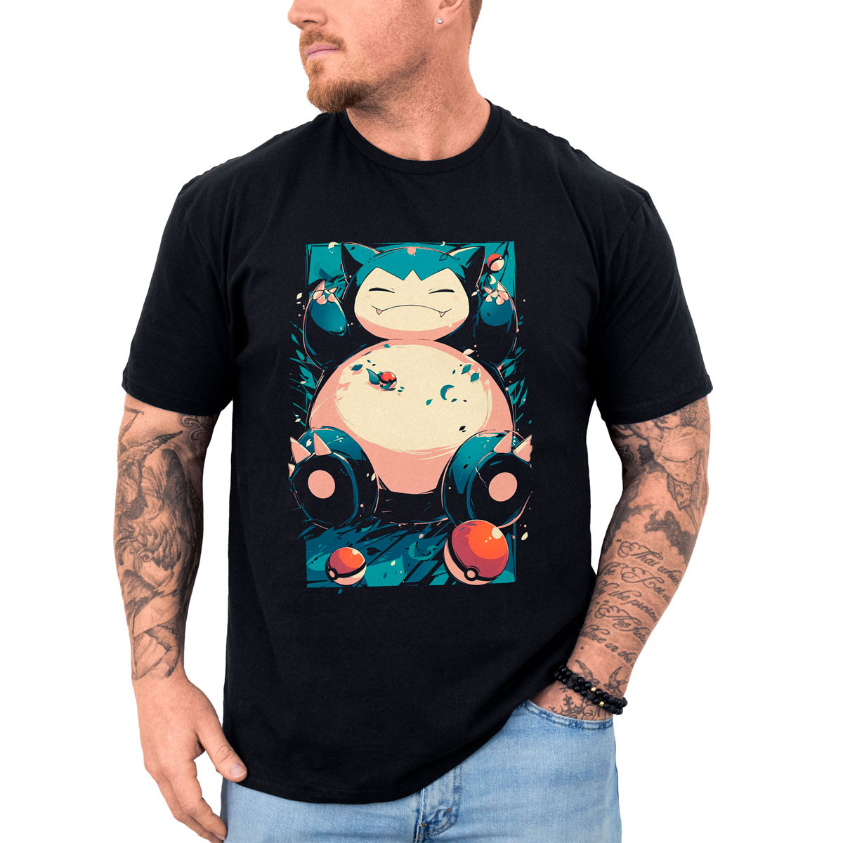 polera-anime-algod-n-gym-snorlax-pokemon-negro
