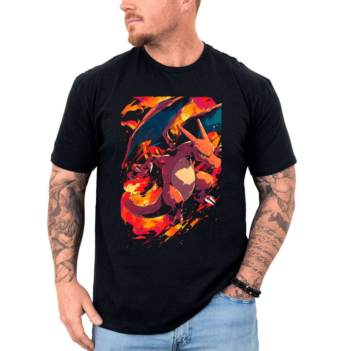 polera-anime-charizard-volando-dise-o-manga-corta-brillante