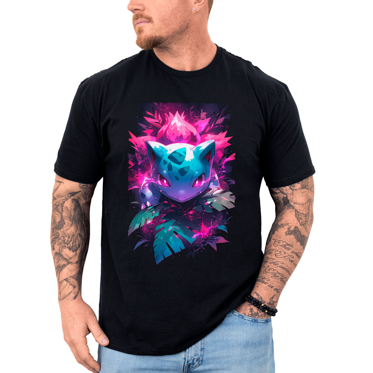 polera-anime-estampada-ivysaur-pokemon-negro-background