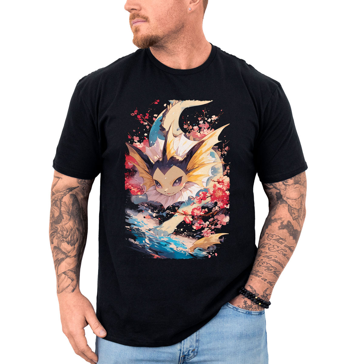 polera-anime-estampada-vaporeon-cerezos-en-flor