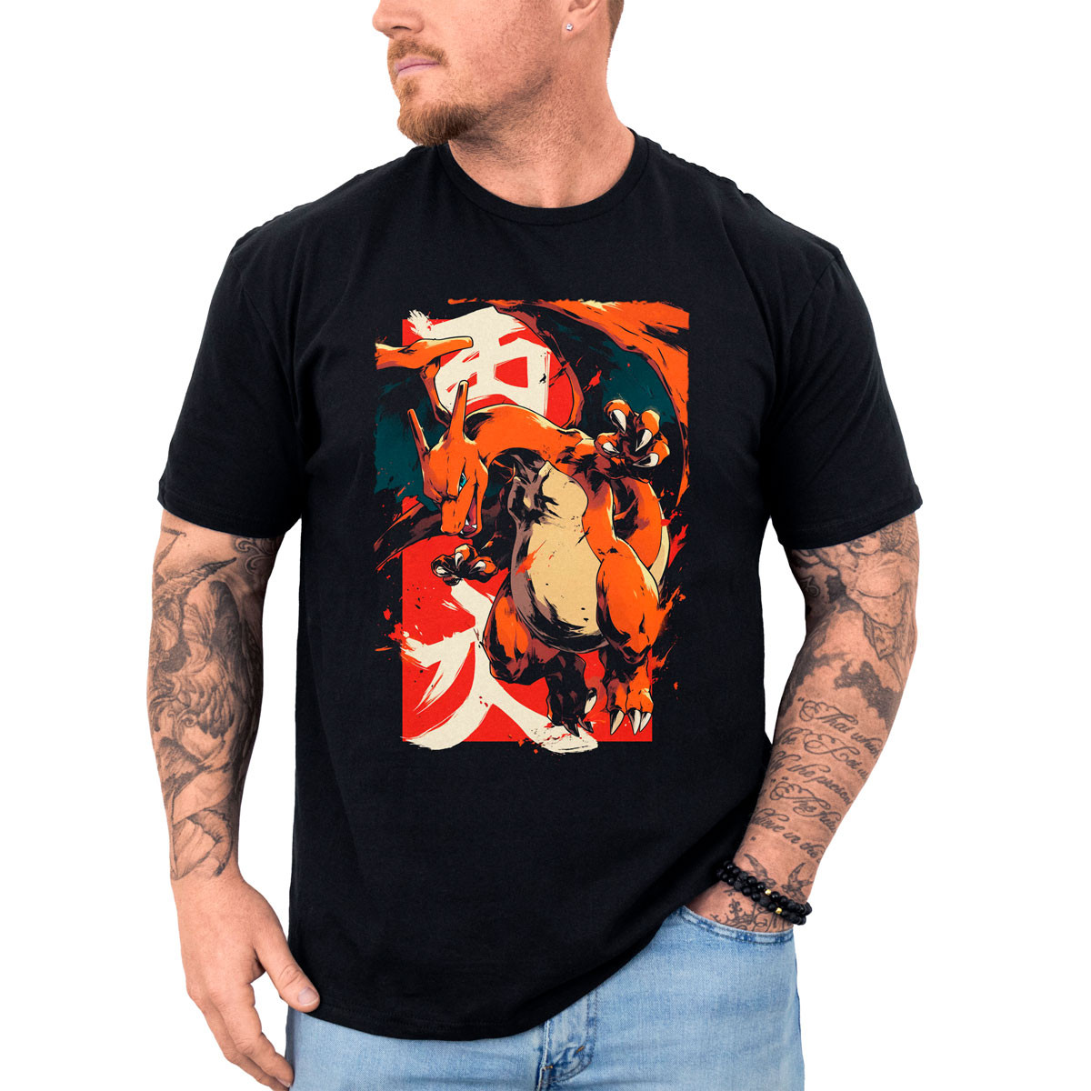 polera-anime-negra-entrenador-charizard-ink-estilo-pokeball