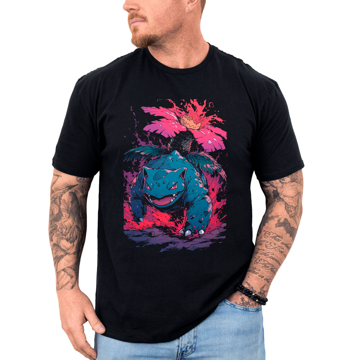 polera-anime-negra-shiny-venusaur-power-whip-pok-mon