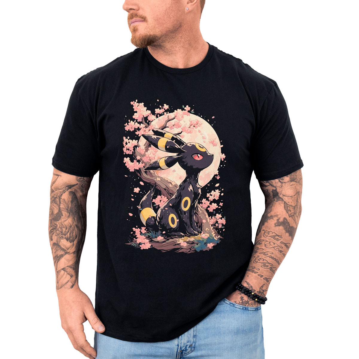 polera-anime-umbreon-en-dise-o-de-entrenador-con-flores-de-cerezo-pok-mon