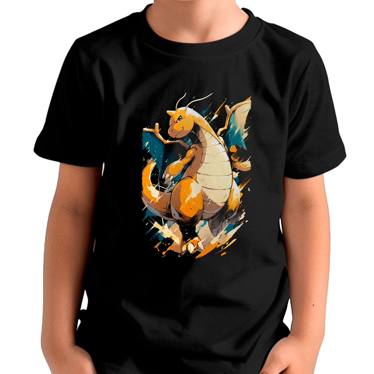 polera-estampada-gym-dragonite-sketch-anime-negra