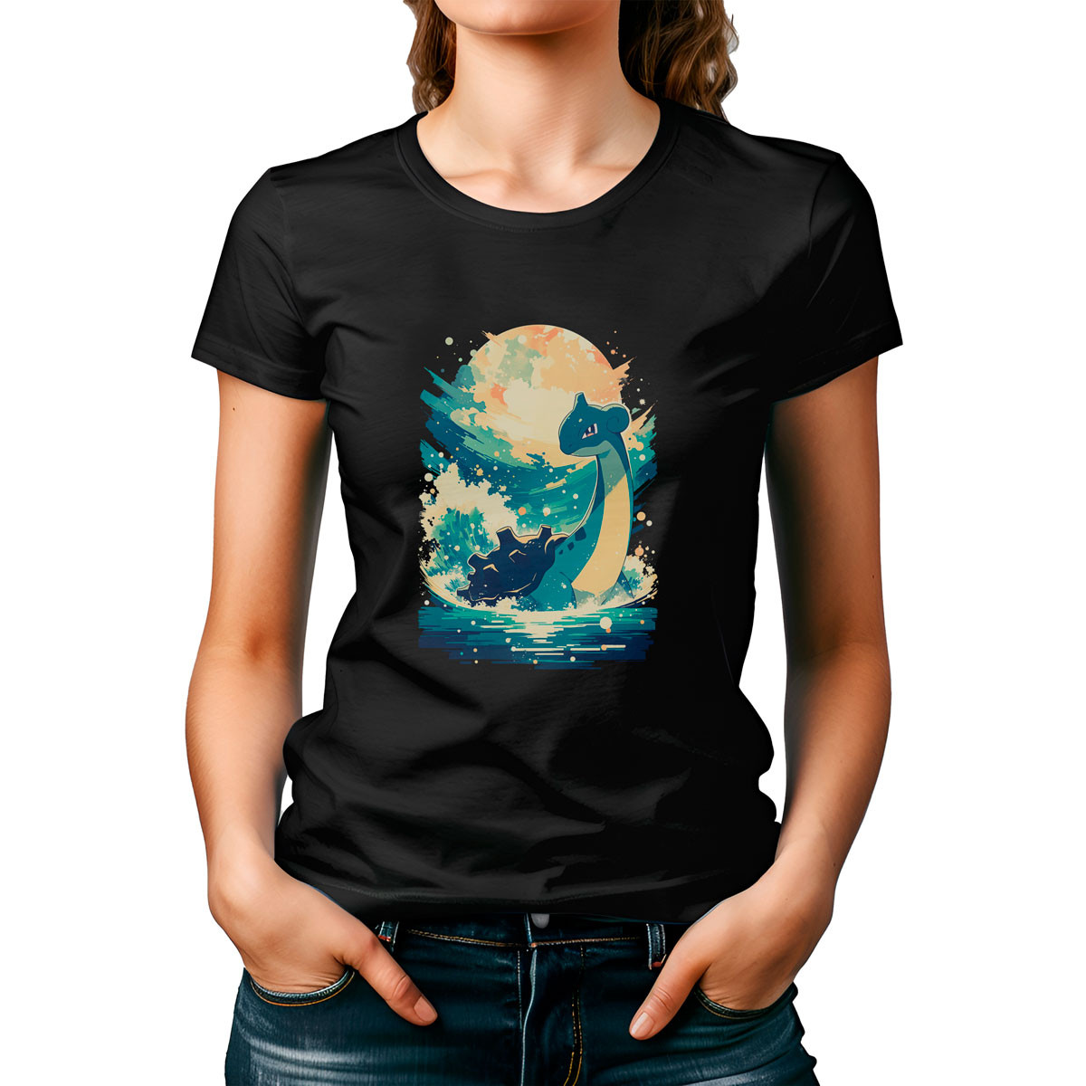 polera-estampada-lapras-silueta-pok-mon-anime