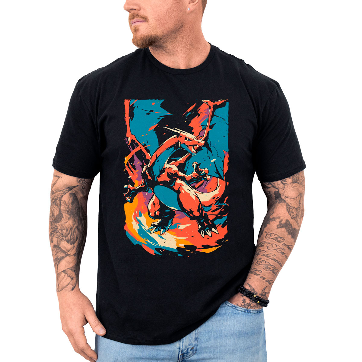 polera-hombre-anime-charizard-silueta-pok-mon-dise-o-batallas-pok-mon