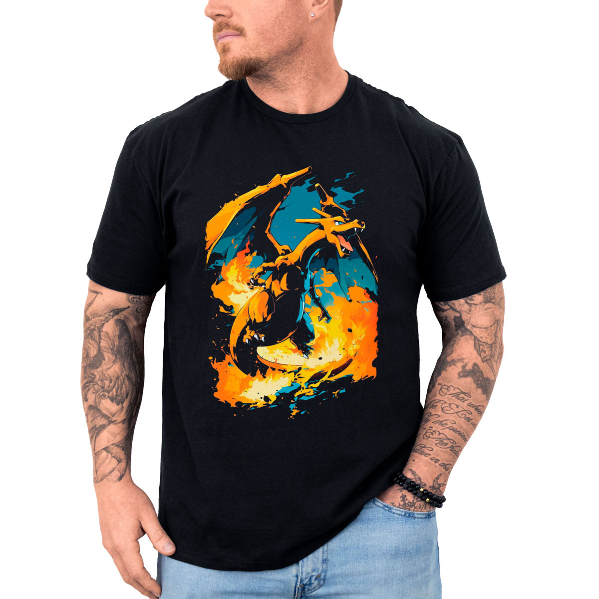 polera-hombre-anime-charizard-silueta-pok-mon