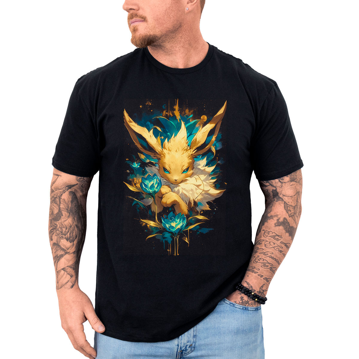 polera-hombre-anime-eevee-lotus-estampada-brillante