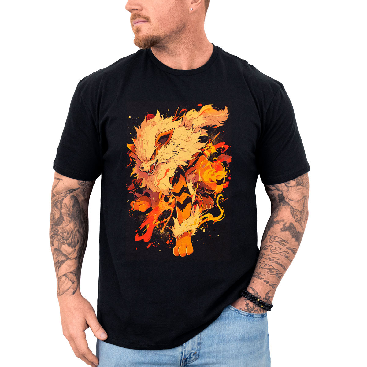 polera-hombre-anime-estampada-arcanine-dark-pokemon