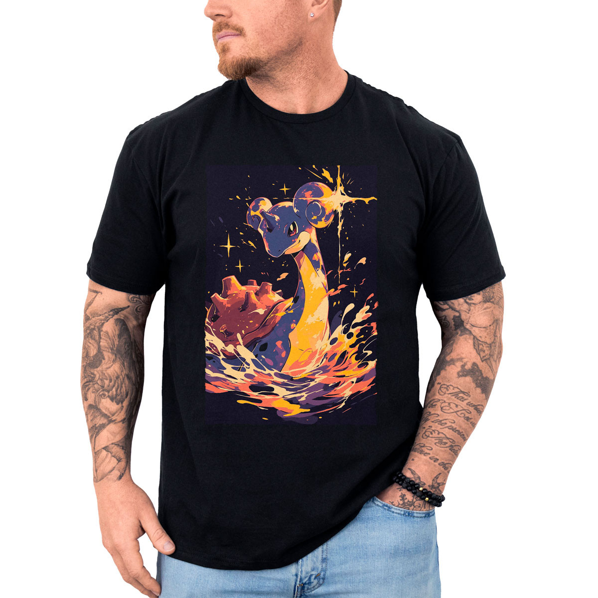 polera-hombre-anime-estampada-lapras-rain-dance