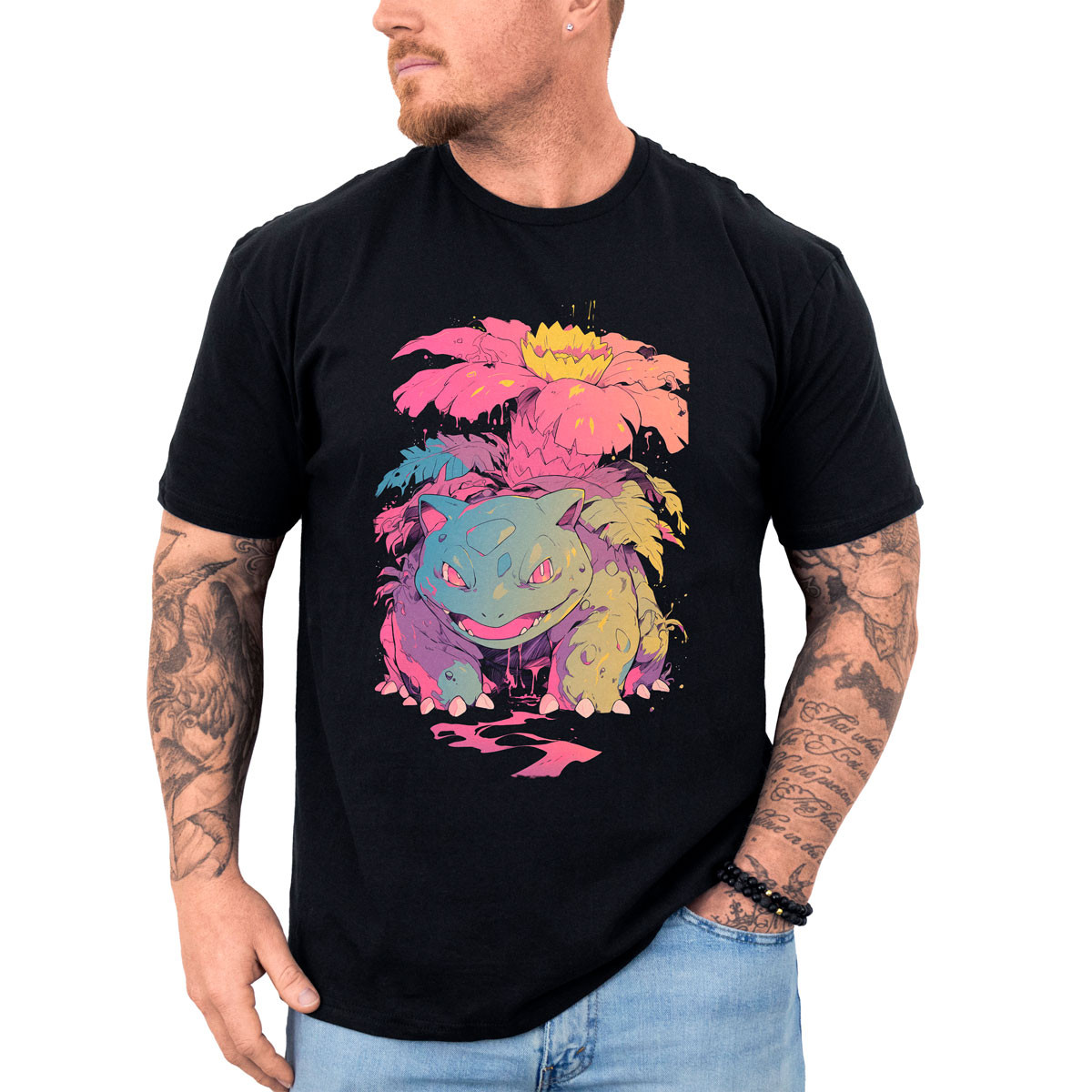 polera-hombre-anime-estampado-venusaur-pok-mon